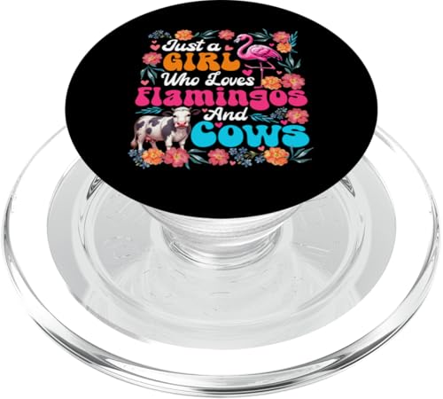 A Girl Loves Flamingos And Cows Colorful Flowers Farmer PopSockets PopGrip für MagSafe von Farmer Vacations Costume