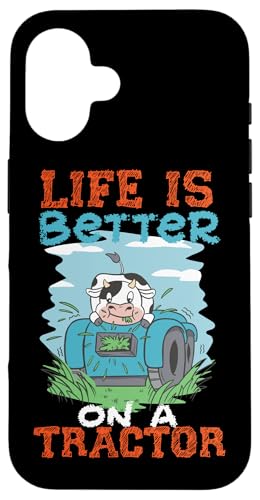 Das Leben ist besser auf einem Traktor Kuh auf einem Traktor Hülle für iPhone 16 Das Leben ist besser auf einem Traktor Kuh auf einem Traktor Hülle für iPhone 16 von Farming Tractor And Agriculture Designs For Kids