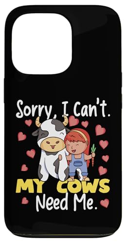 Sorry, I Can't My Cows Need Me Girl With Cow Hülle für iPhone 13 Pro Sorry, I Can't My Cows Need Me Girl With Cow Hülle für iPhone 13 Pro von Farming Tractor And Agriculture Designs For Kids