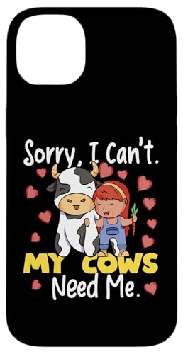 Sorry, I Can't My Cows Need Me Girl With Cow Hülle für iPhone 14 Plus Sorry, I Can't My Cows Need Me Girl With Cow Hülle für iPhone 14 Plus von Farming Tractor And Agriculture Designs For Kids