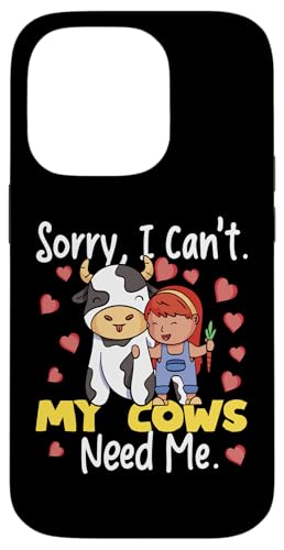 Sorry, I Can't My Cows Need Me Girl With Cow Hülle für iPhone 14 Pro Sorry, I Can't My Cows Need Me Girl With Cow Hülle für iPhone 14 Pro von Farming Tractor And Agriculture Designs For Kids