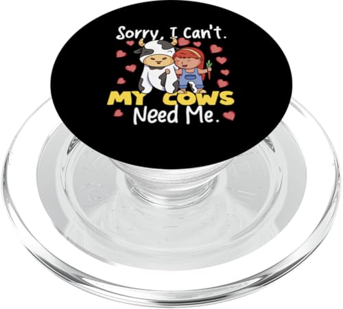 Sorry, I Can't My Cows Need Me Girl With Cow PopSockets PopGrip für MagSafe Sorry, I Can't My Cows Need Me Girl With Cow PopSockets PopGrip für MagSafe von Farming Tractor And Agriculture Designs For Kids