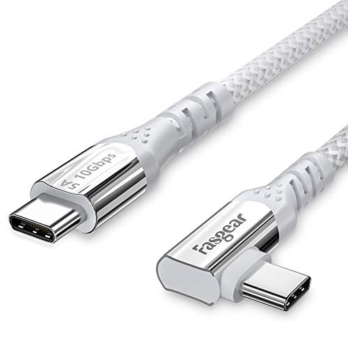 Fasgear 100W USB-C-Kabel mit E-Marker-Chip, 1m 90 Grad 5A Stromversorgung USB 3.1 Gen 2 Typ C bis C 10 Gbit/s Daten-Schnellladekabel Kompatibel mit Pixel 4XL, Mac-book, Pixelbook, S20, Weiß von Fasgear