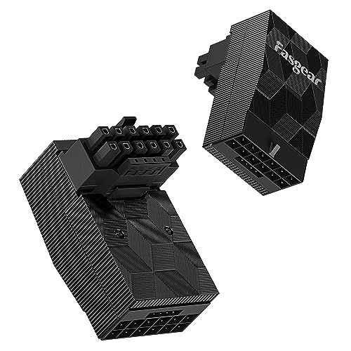 Fasgear 12VHPWR Adapter 90 Grad Rechtwinkliger PCI-e5.0 16poliger Stromadapter 12+4poliger 600W GPU-Männlich-zu-Weiblich-Stecker für GeForce RTX 3090Ti 4070Ti 4080 4090 5090 Grafikkarte(Typ B) von Fasgear