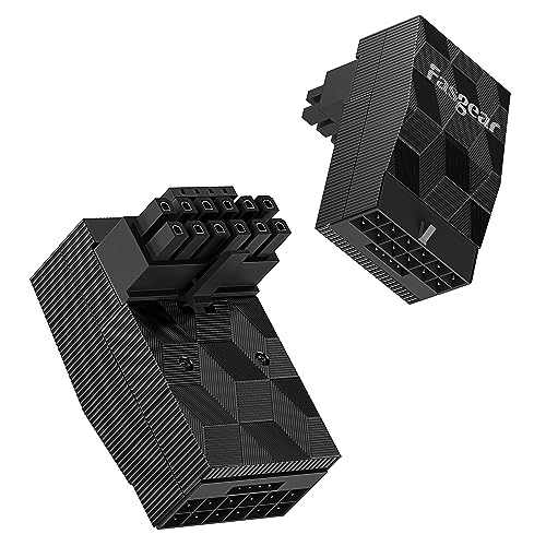 Fasgear 12VHPWR Adapter 90 Grad Rechtwinkliger PCI-e5.0 16poliger Stromadapter 600W 12+4poliger GPU-Männlich-zu-Weiblich-Stecker für GeForce RTX 3090Ti 4070Ti 4080 4090 5090 Grafikkarte(Typ A) von Fasgear