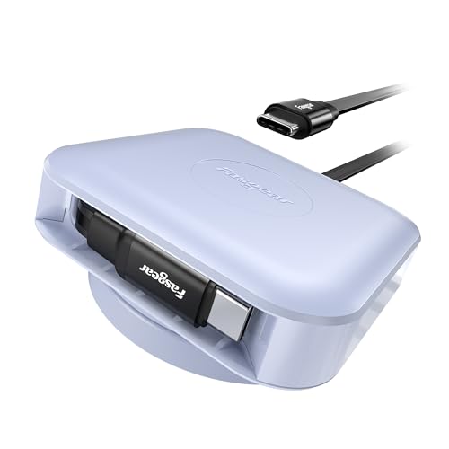 Fasgear Einziehbares USB-C-Kabel,360 °Drehung auf Tisch,60W PD/PPS Schnellladekabel Einziehbares USB C auf USB C 2.0 Ladekabel für i-Phone 16 15 Pro Max/i-Pad Pro/Mac-Book/Sam-sung(Lila) von Fasgear