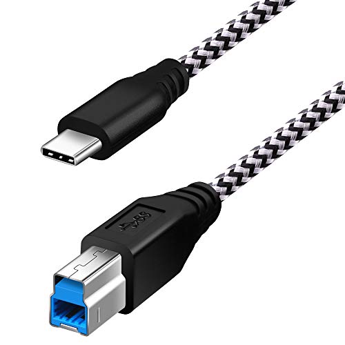 Fasgear Typ C auf USB B 3.0 Kabel Nylon geflochten USB C Stecker auf Typ B Stecker Kabel (1,8 m, weiß) von Fasgear