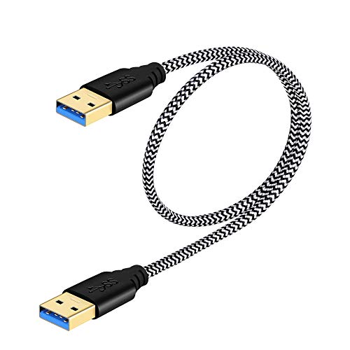 Fasgear USB 3.0 A-zu-A-Kabel, Nylon-geflochtenes USB-zu-USB-Kabel, Stecker-zu-Stecker-Kabel, 5 Gbit/s für Festplattengehäuse, Modems, Kameras (50cm, Weiß) von Fasgear