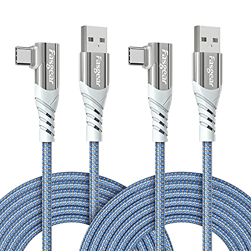 Fasgear USB C 90 Grad Kabel: Rechtwinkliges Typ C Schnellladekabel Schnellladekabel Kompatibel mit Samsung Galaxy S24 S23 plus S9 S8 A70 A51 | Huawei P30 P20 | Red-mi Note 8 (3m, 2 Blau) von Fasgear