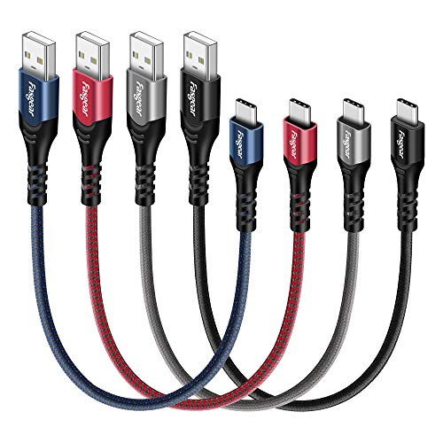 Fasgear USB C-Kabel, 4er-Pack 0,3 m USB Typ C 2.0-Kabel Schnellladung und Hochgeschwindigkeitsdatenübertragung Kompatibel mit dem Moto G7 Galaxy S10 One-plus 7 7pro Xperia L1 Hua-wei P20 von Fasgear