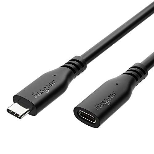 Fasgear USB-C-Verlängerungskabel: 10 Gbit/s USB-C 3.1 Typ-C-Verlängerungskabel, Stecker auf Buchse, 4K-Videoausgang, kompatibel für Thunderbolt 3 | Mac-Book Pro |USB-C-Hub| PS VR2(1.5m, Schwarz) von Fasgear