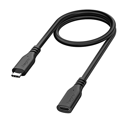 Fasgear USB-C-Verlängerungskabel: 10 Gbit/s USB-C 3.1 Typ-C-Verlängerungskabel, Stecker auf Buchse, 4K-Videoausgang, kompatibel für Thunderbolt 3 | Mac-Book Pro | USB-C-Hub| PS VR2(50cm, Schwarz) von Fasgear