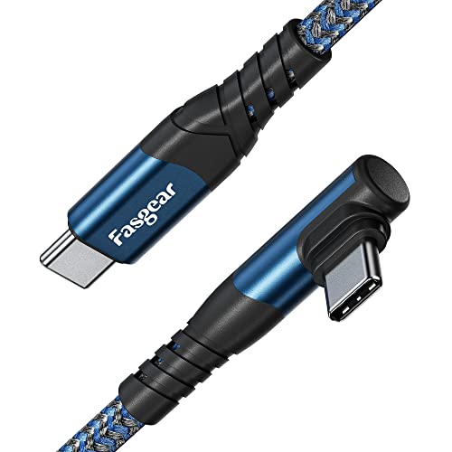 Fasgear USB C auf USB C Kabel, 1,8m 60 W Typ C auf Typ C rechtwinklig 90 Grad, PD-Schnellladekabel, kompatibel mit Galaxy S24 S23 S22 Mac-Book i-Pad Pro i-Pad Air (1.8m, Blau) von Fasgear