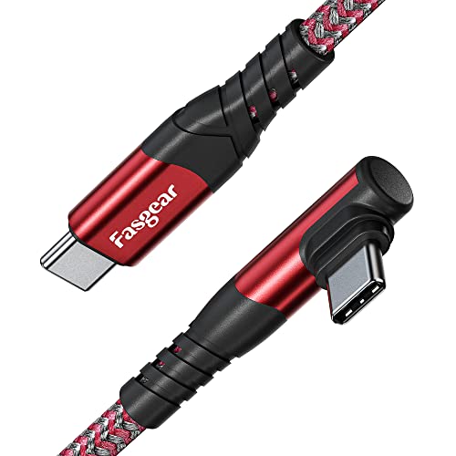 Fasgear USB C auf USB C Kabel, 1,8m 60 W Typ C auf Typ C rechtwinklig 90 Grad, PD-Schnellladekabel, kompatibel mit Galaxy S24 S23 S22 Mac-Book i-Pad Pro i-Pad Air (1.8m, Rot) von Fasgear