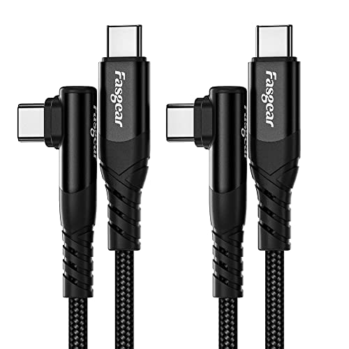 Fasgear USB C auf USB C Kabel, 2 Pack 1m 60W Typ C auf Typ C rechtwinklig 90 Grad, PD Schnellladekabel kompatibel für Galaxy S24 S23 Mac-Book i-Pad Pro i-Pad Air (1m, Schwarz) von Fasgear