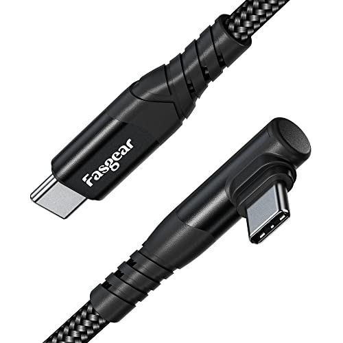 Fasgear USB C auf USB C Kabel, 3m 60 W Typ C auf Typ C rechtwinklig 90 Grad, PD-Schnellladekabel, kompatibel mit Galaxy S22 S21 S20 Mac-Book i-Pad Pro i-Pad Air (3m, Schwarz) von Fasgear