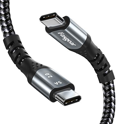 Fasgear USB C zu USB C 100W Kabel 1.8m, 5A Power Delivery Schnellladung Typ-C 2.0 Kabel Nylon geflochten Kompatibel für Mac-Book Pro,Chromebook,i-Pad Pro 2020,Galaxy S21,S20,Swit-ch,PS5(1.8m,Schwarz) von Fasgear