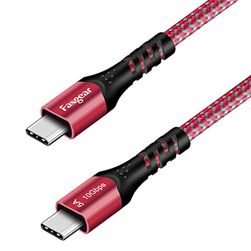Fasgear USB C zu Typ C Kabel, USB 3.1 Typ C Gen 2 Schnellladekabel, 100 W 20 V/5 A Stromversorgung, 10 Gbit/s Datenübertragung, 4K@60 Hz Videoausgang, kompatibel für Typ C-Geräte (0,5m, Rot) von Fasgear