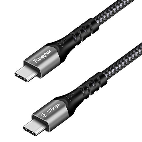 Fasgear USB C zu Typ C Kabel, USB 3.1 Typ C Gen 2 Schnellladekabel, 100W 20 V/5 A Stromversorgung, 10 Gbit/s Datenübertragung, 4K@60 Hz Videoausgang, kompatibel für Typ C-Geräte (0,5m, schwarz) von Fasgear