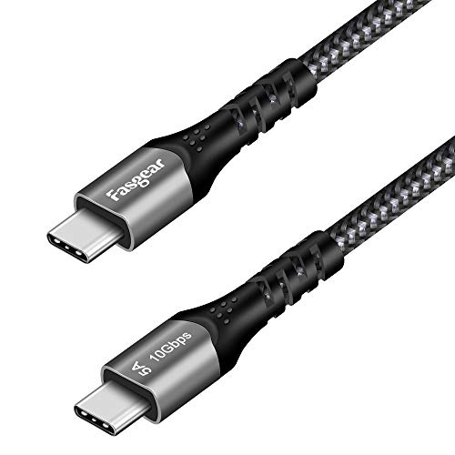 Fasgear USB C zu Typ C Kabel, USB 3.1 Typ C Gen 2 Schnellladekabel, 100W 20 V/5 A Stromversorgung, 10 Gbit/s Datenübertragung, 4K@60 Hz Videoausgang, kompatibel für Typ C-Geräte (1m, schwarz) von Fasgear