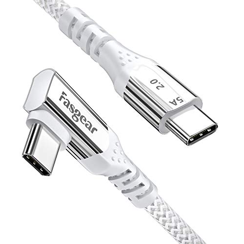 Fasgear USB C zu USB C Kabel rechtwinklig 90Grad 100W 5A PD Schnellladekabel Typ C USB2.0 Kompatibel mit Mac-Book Pro Air iPad Pro 2020 Galaxy S24 S23Hua-wei P40 ThinkPad Dell XPS HP (Weiß,3m) von Fasgear