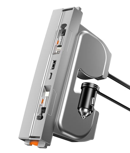 Fasgear USB-Hub-Dockingstation kompatibel für Tesla Model 3 Highland 2024/Model Y 2025 Autoinnenraumzubehör, versenkbares 80-cm-Beleuchtungs- und Typ-C-Schnellladekabel für die Mittelkonsole von Fasgear