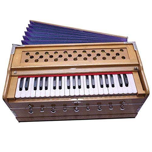 FASHERATI Diwali Musicals Mundharmonium 9 Stopper, Chudidaar Bellow, 42 Tasten, zwei Blätter, Bassmännchen, Kapler, Harmonium mit Abdeckung (Dunkelcreme), Musikinstrumente von FASHERATI