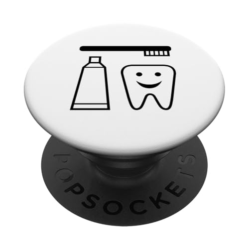 Zahnarztbürste Zähne Happy Face Cartoon PopSockets Klebender PopGrip Zahnarztbürste Zähne Happy Face Cartoon PopSockets Klebender PopGrip von Fashion Tees