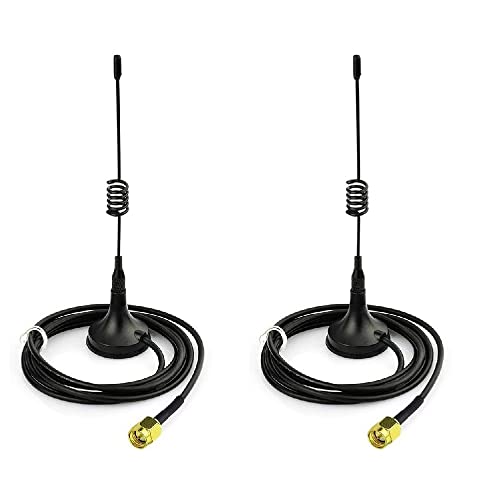 Fasizi 2 Stück 433 MHz Unity Gain Omni, 14,9 cm (5,5 Zoll) Antenne mit magnetischem Sockel und männlichem SMA-Stecker, Impedanz 50 Ohm – 5DBI von Fasizi