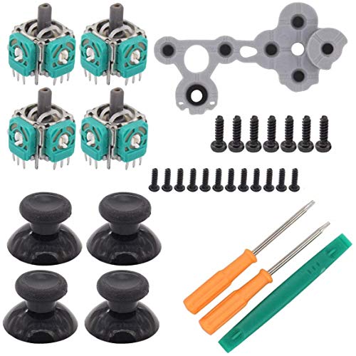 Fasizi 3D Analoger Joystick Daumenstab Sensor Gamepad Thumbstick Ersatzteil für Xbox One Controller mit Werkzeug (4 Packungen) von Fasizi