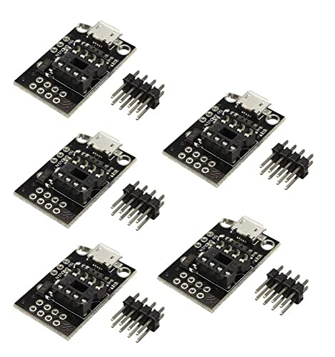 Fasizi 5 x steckbare Entwicklungsplatine für ATtiny13A/ATtiny25/ATtiny45/ATtiny85 Programmiereditor Micro USB Stromanschluss von Fasizi