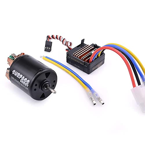Fasizi 540 21T 4-poliger gebürsteter Motor und 60A gebürsteter ESC-Kombi mit 6V/3A BEC wasserdichtem 540-Motor ESC Combo für 1/10 RC Rennwagen von Fasizi