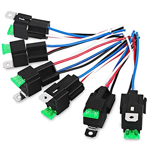 Fasizi 6 Stück 24 V 30 A Sicherung Relaisschalter Kabelbaum ATO/ATC Flachsicherung, 4-polige SPST Kfz-Elektrorelais mit strapazierfähigen 14 AWG-Drähten von Fasizi