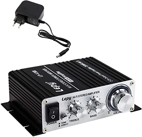 Fasizi LP-V3S Hi-Fi-Stereo-Endstufe 2 Ch 25WR.M.S Lautsprecher mit 3,5 mm Audioeingang, 3,5 mm MP3-Buchse mit 3 A Netzteil für Computer, MP3-Player etc. - Schwarz von Fasizi