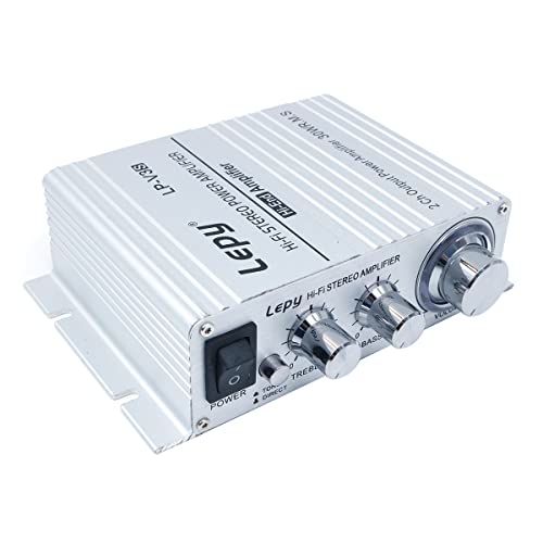 Fasizi LP-V3S Lepy Digital Player Auto Power Hi-Fi Stereo Verstärker Lautsprecher 3,5 mm Audioeingang MP3 Motorrad Super BASS AMP 2x 25 W RMS (Netzteil nicht enthalten) -Silber von Fasizi