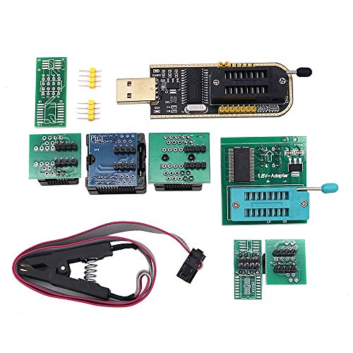 Fasizi Programmer Ch341 + SOP8 auf DIP8 + 1,8 V Adapter + SOP8 auf DIP8 Sockel + SOP8 Clip von Fasizi