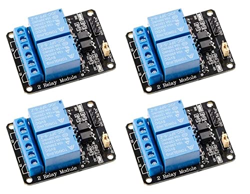 Fasizi Relaismodul mit Optokoppler, 5 V, 2 Kanäle, 5 V, mit Optokoppler, Low Level Trigger Erweiterungsplatine für Mega R3 1280 DSP ARM PIC AVR STM32 Raspberry Pi, 4 Stück von Fasizi