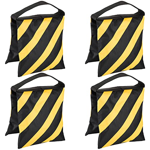 Fasmov 4 Stück Sandsack Fotografie Leer Sand Tasche Gewichtstasche Satteltaschendesign für Leuchtenstative Dreibeinstative Galgenstativ Stativ Lampenstativ (Gelb) von Fasmov