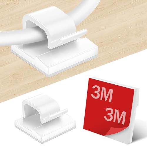 Fasood 100 Stück Kabelhalter selbstklebend mit 3M Kleber - Kabelclips für Kabelmanagement - Kabelklemmen & Kabelorganisator am Schreibtisch - Kabelbefestigung Lichterkette (Weiß) Fasood 100 Stück Kabelhalter selbstklebend mit 3M Kleber - Kabelclips für Kabelmanagement - Kabelklemmen & Kabelorganisator am Schreibtisch - Kabelbefestigung Lichterkette (Weiß) von Fasood