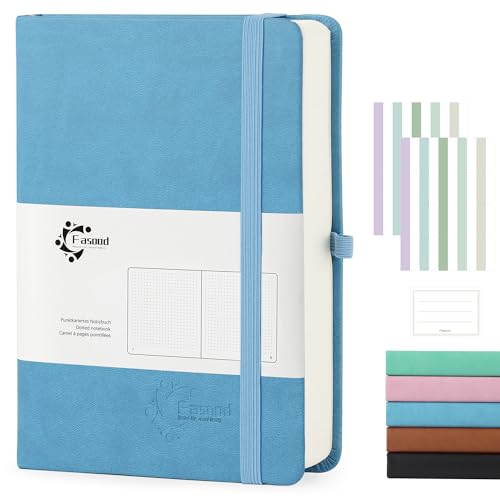 Notizbuch A5 Bullet Dotted Journal,Hardcover Notizbücher,mit 320 Seiten,100g/m² Dickes Papier,PU Hard Cover Notebook,Mehrfarbige Registerkarten, Innentaschen,für Tägliches Arbeitstagebuch von Fasood