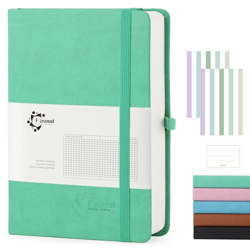 Notizbuch A5 Kariert,Hardcover Journal Notizbücher,mit 320 Seiten,100g/m² Dickes Papier,Mehrfarbige Registerkarten, Stiftlasche und Dokumententasche,Verschenkbar Tagebuch für Schule, Büro von Fasood