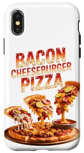 90s Vintage Bacon Cheeseburger Pizza Slice Fast Food Pizzas Hülle für iPhone X/XS von Fast Food Pizzas Pizza Lover Gifts