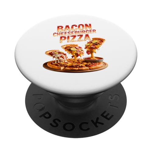 90s Vintage Bacon Cheeseburger Pizza Slice Fast Food Pizzas PopSockets Klebender PopGrip von Fast Food Pizzas Pizza Lover Gifts