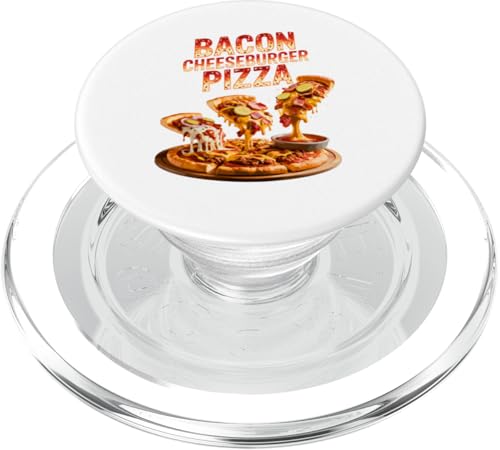 90s Vintage Bacon Cheeseburger Pizza Slice Fast Food Pizzas PopSockets PopGrip für MagSafe von Fast Food Pizzas Pizza Lover Gifts