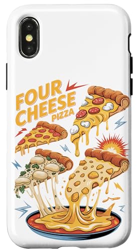 90s Vintage Four Cheese Pizza Slice Fast Food Pizzas Hülle für iPhone X/XS von Fast Food Pizzas Pizza Lover Gifts