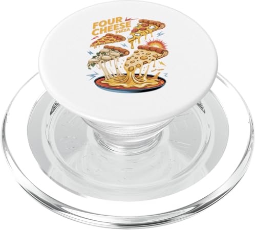 90s Vintage Four Cheese Pizza Slice Fast Food Pizzas PopSockets PopGrip für MagSafe von Fast Food Pizzas Pizza Lover Gifts