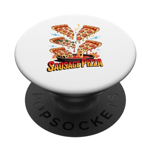 90s Vintage Sausage Pizza Slice Fast Food Pizzas PopSockets Klebender PopGrip von Fast Food Pizzas Pizza Lover Gifts
