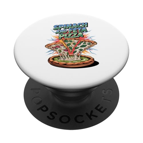 90s Vintage Spinach And Feta Pizza Slice Fast Food Pizzas PopSockets Klebender PopGrip von Fast Food Pizzas Pizza Lover Gifts