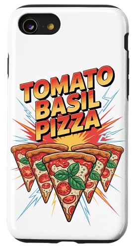 90s Vintage Tomato Basil Pizza Slice Fast Food Pizzas Hülle für iPhone SE (2020) / 7 / 8 von Fast Food Pizzas Pizza Lover Gifts