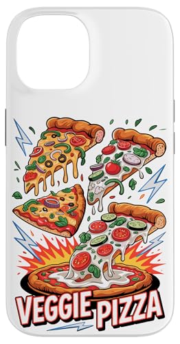 90s Vintage Veggie Pizza Slice Fast Food Pizzas Hülle für iPhone 14 von Fast Food Pizzas Pizza Lover Gifts
